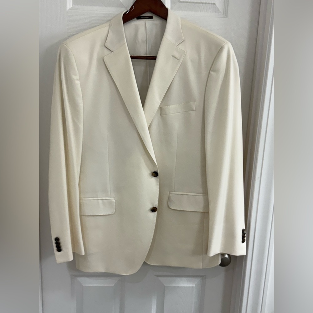 Peter Milllar 44R Cream Ivory Two-Button Dinner Jacket Blazer Pick Stitched